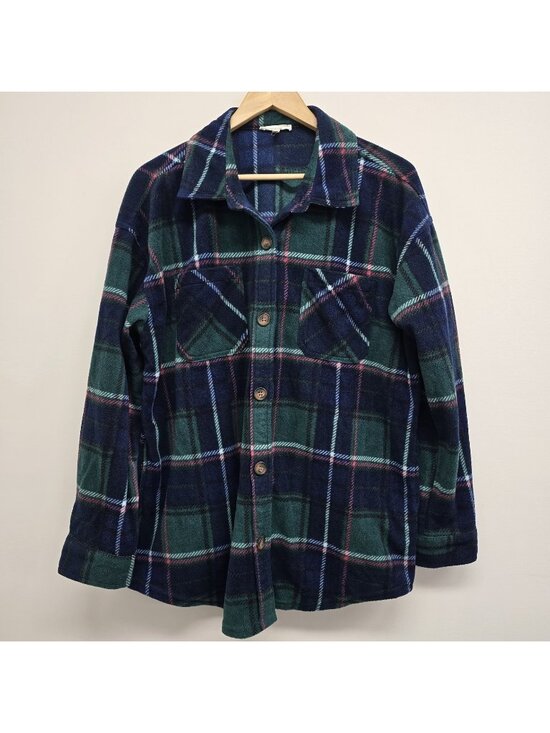 Maurices Tops - Maurices Wilder Fleece Button Up Shirt Jacket Sz L Pockets Cozy Layering Plaid